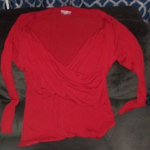 3/20 Red Long Sleeve Low Cut Top 2x